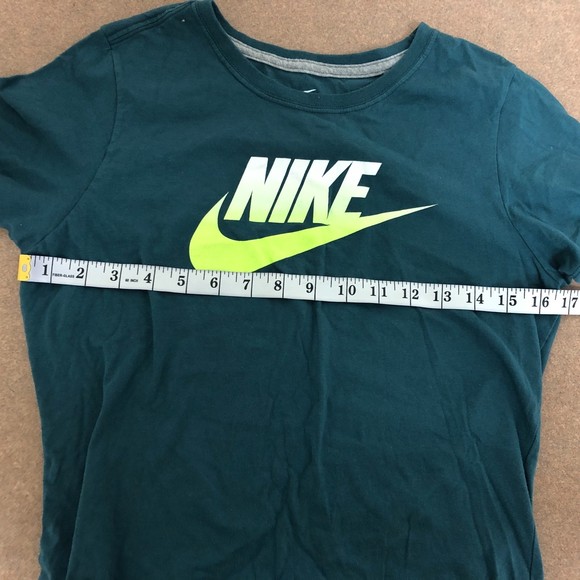 Nike Slim Fit Cotton Top Green Swoosh Girls L - Picture 4 of 6